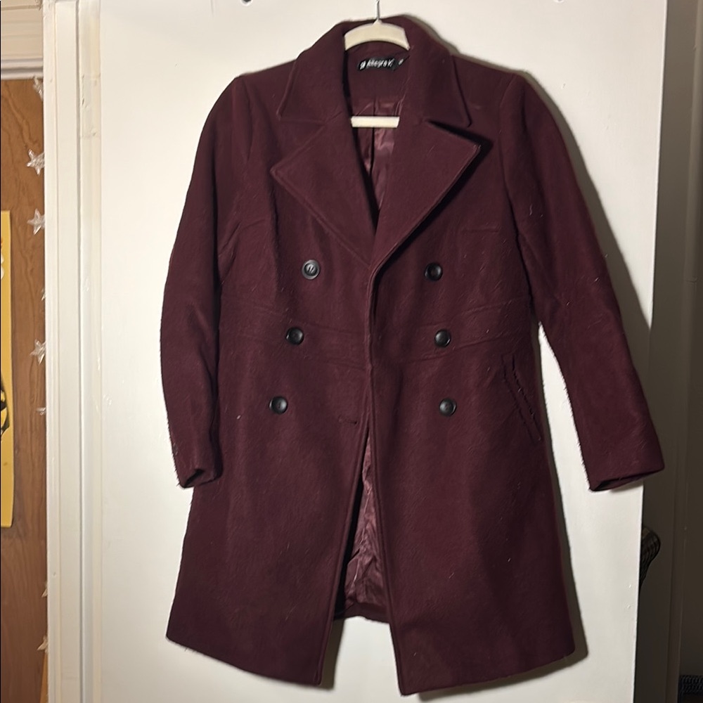 Burgundy Double-Breasted Coat